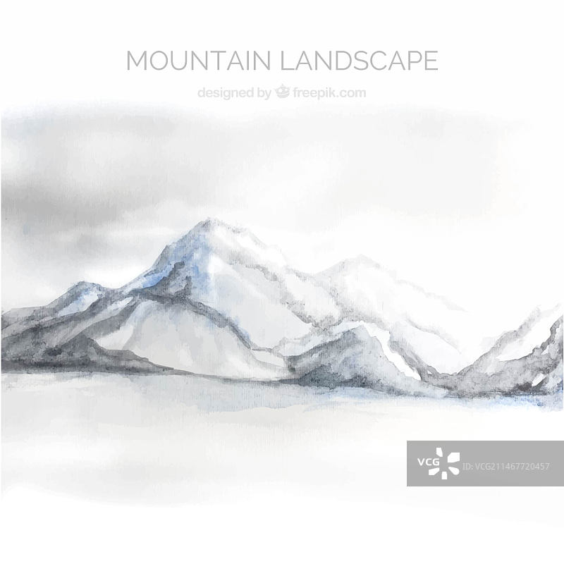 水彩山景风光图片素材