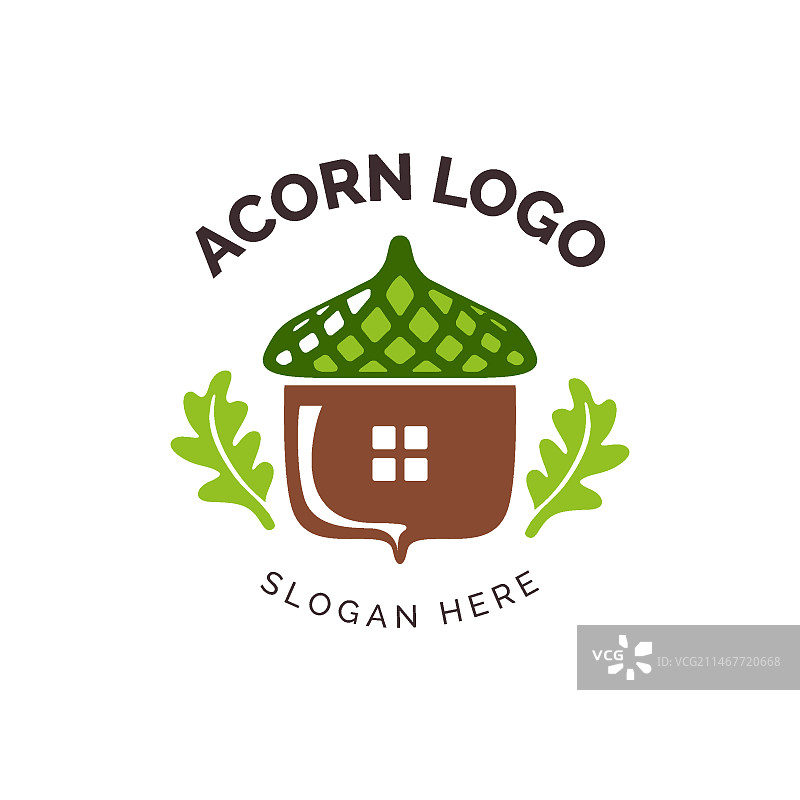 扁平风格橡果Logo模板图片素材
