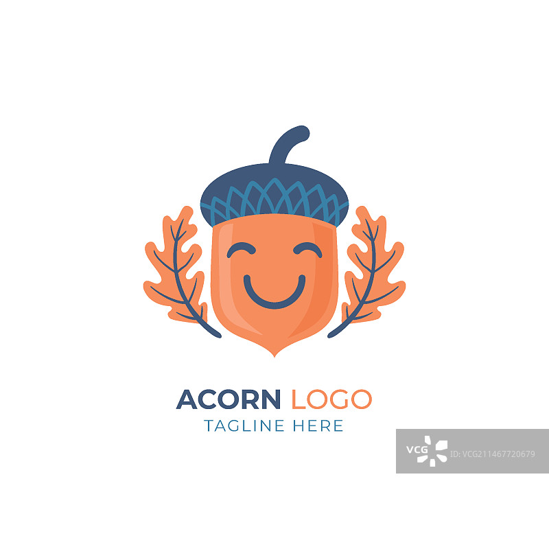 手绘扁平风格橡子Logo模板图片素材