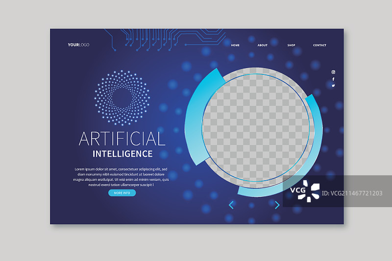 人工智能科学着陆页模板图片素材