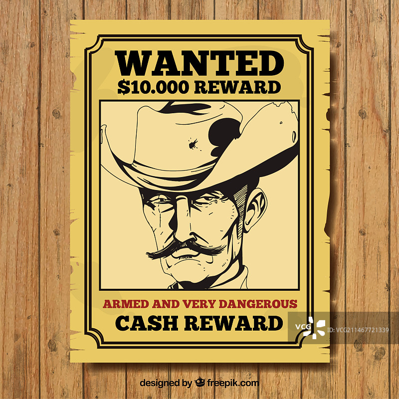 复古风格手绘通缉海报图片素材