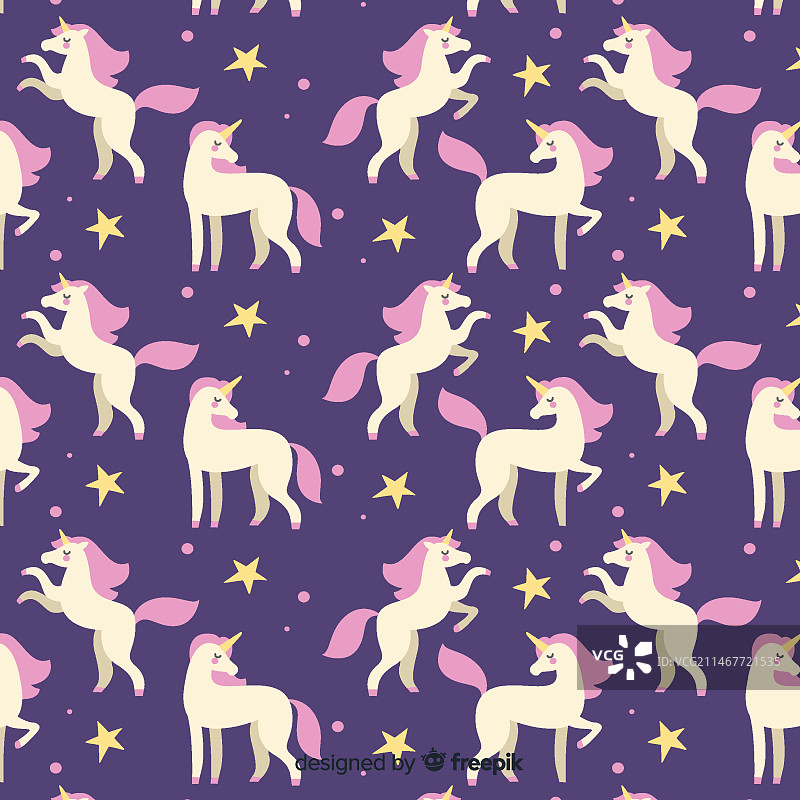 手绘独角兽和星星图案图片素材