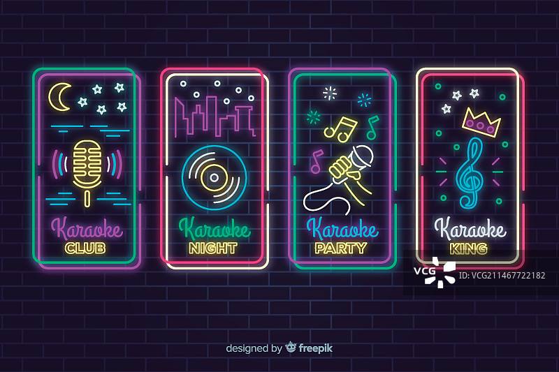 霓虹灯卡拉OK标志系列图片素材