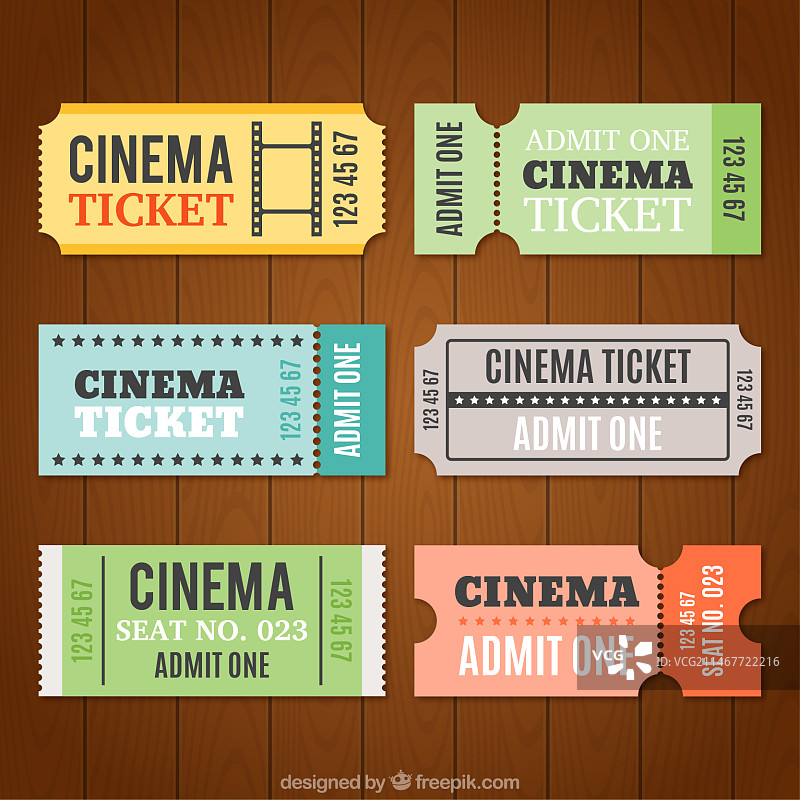 扁平风电影票票根图片素材