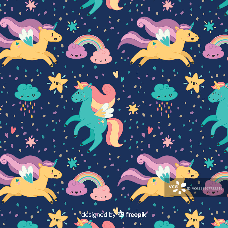 手绘风格独角兽图案图片素材