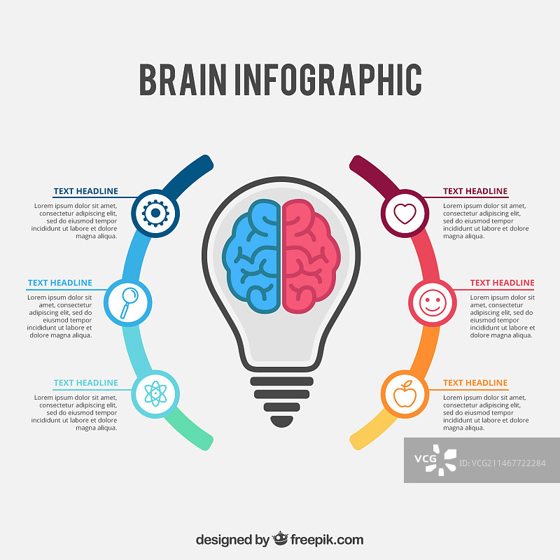 彩色大脑信息图模板图片素材