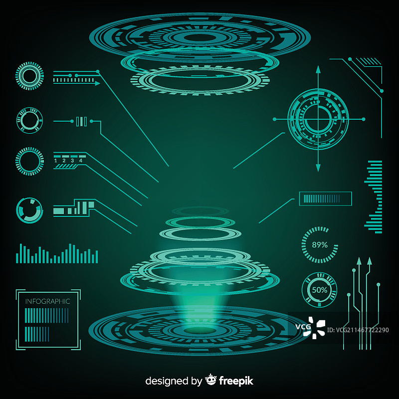 未来科技全息图信息图表元素合集图片素材