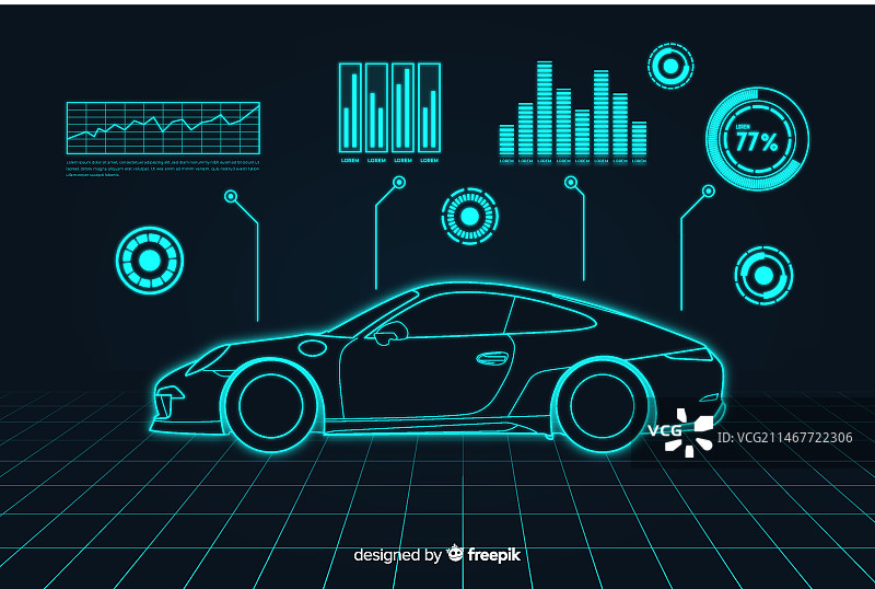 未来感汽车全息影像图片素材