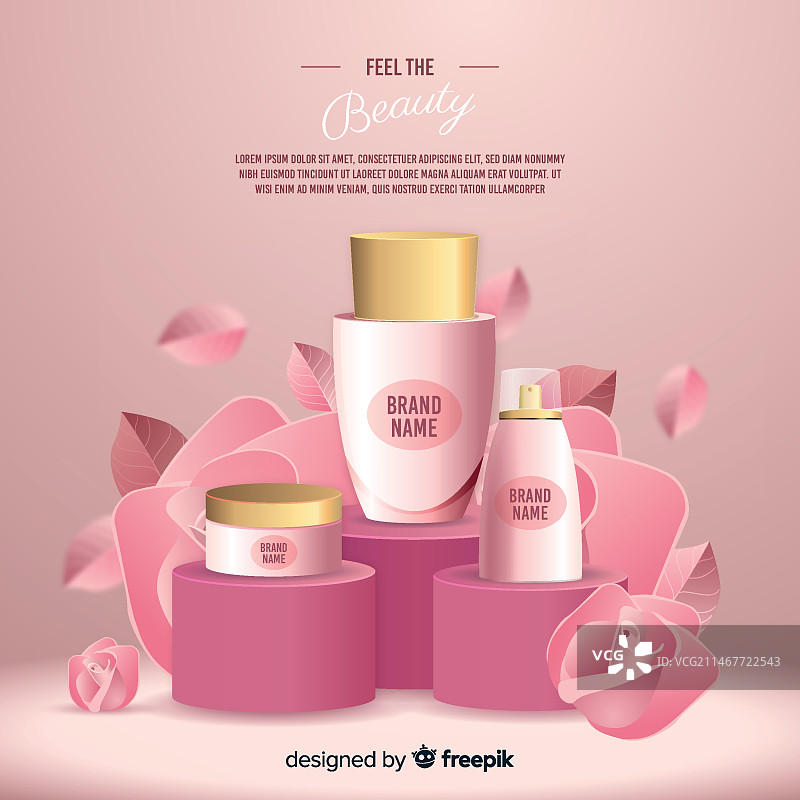逼真自然化妆品广告海报图片素材
