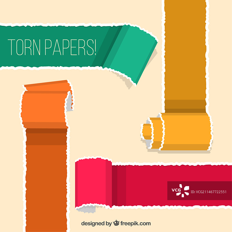 彩色撕纸套装图片素材