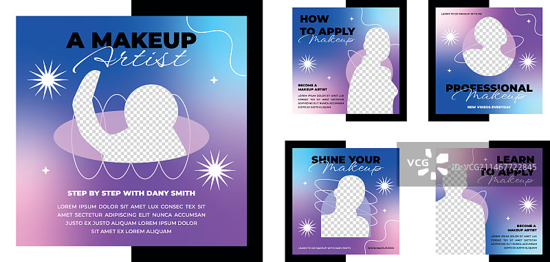 渐变化妆师Instagram帖子模板图片素材