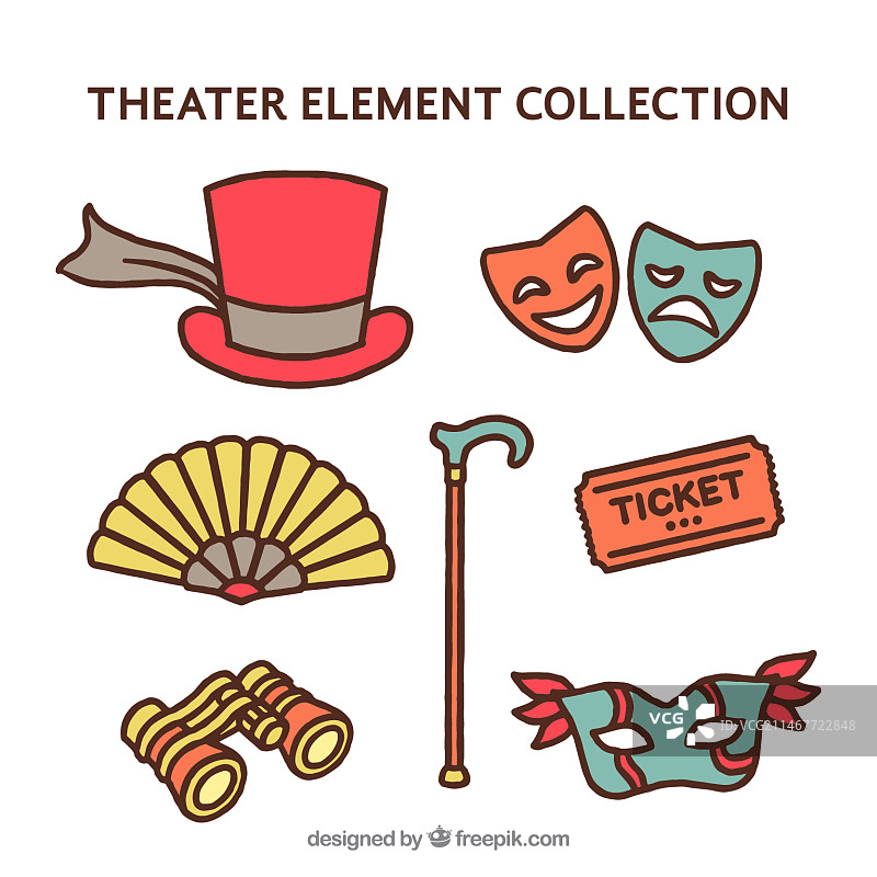 各种手绘戏剧元素图片素材