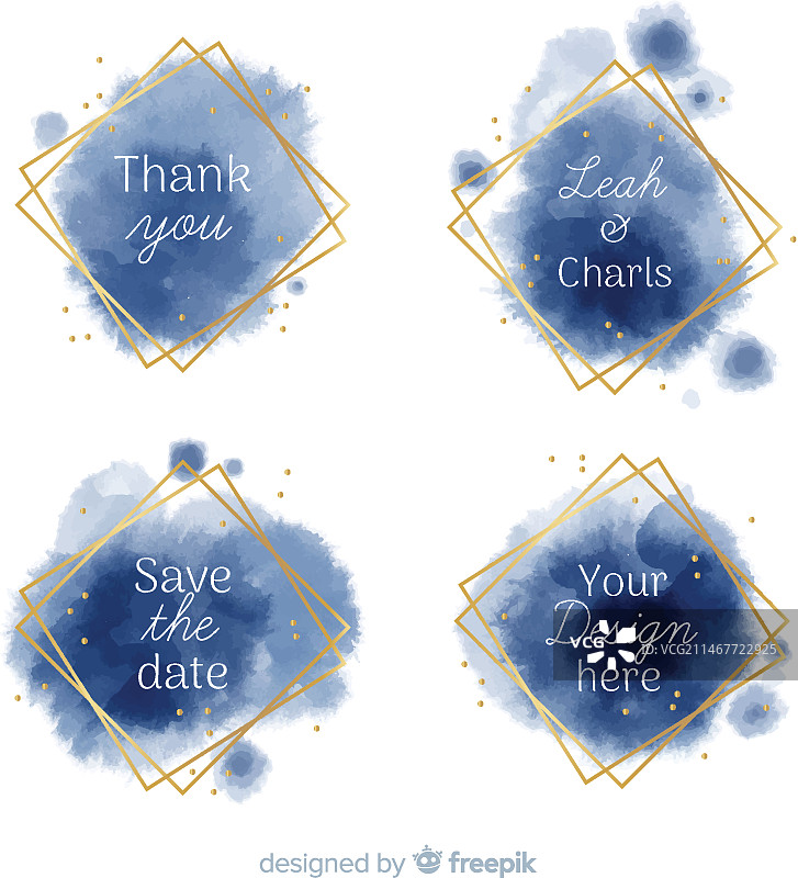 水彩污渍婚礼徽章合集图片素材