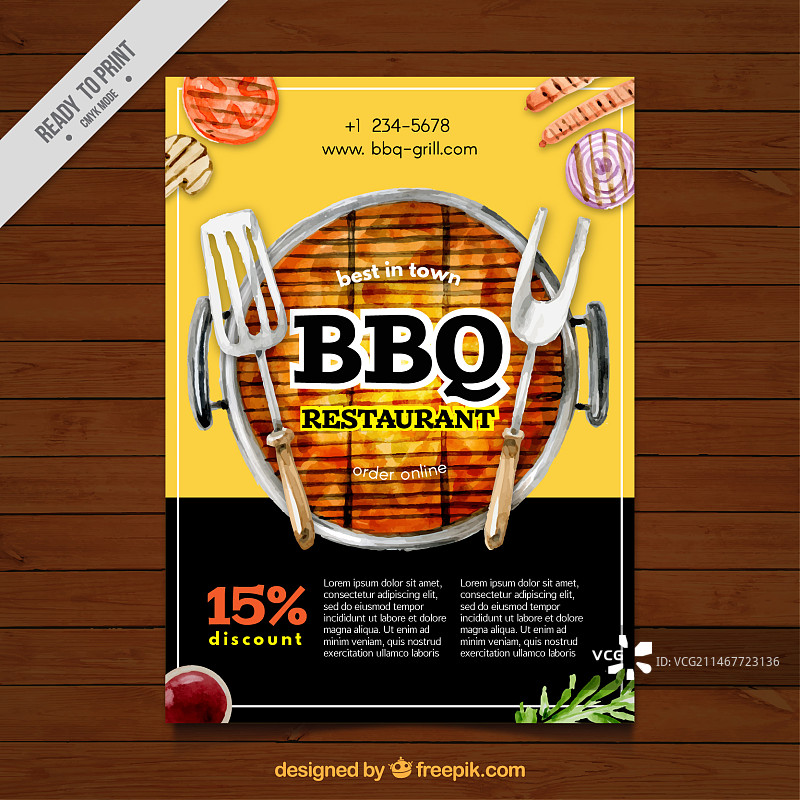 水彩烧烤宣传册图片素材