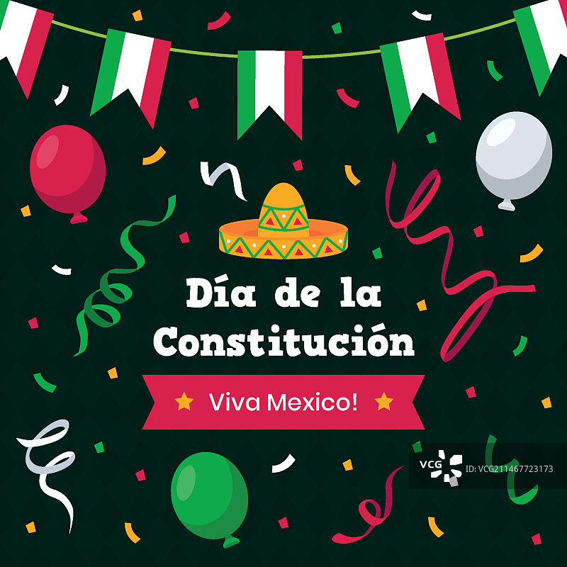 扁平风格墨西哥宪法日图片素材