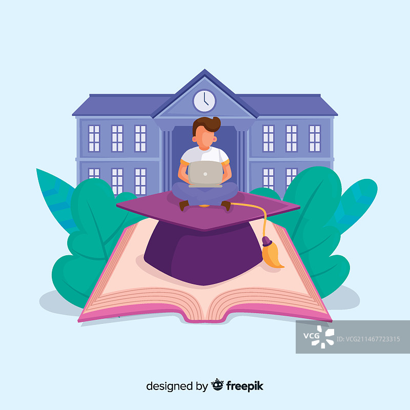 含教育元素的扁平风大学概念图片素材