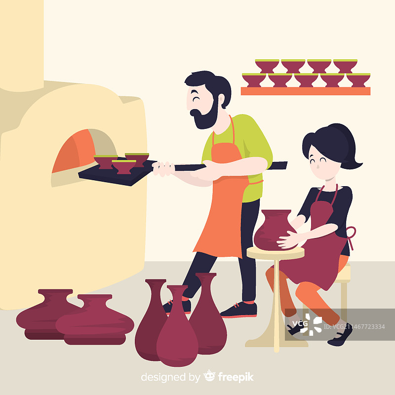 在家制作陶器的人们图片素材