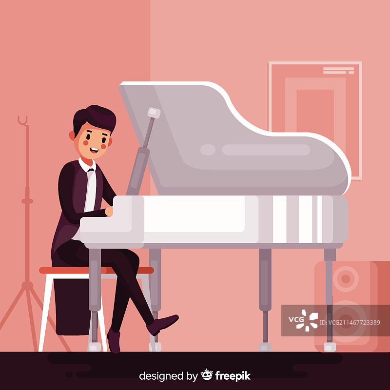 男子在音乐会上弹钢琴图片素材
