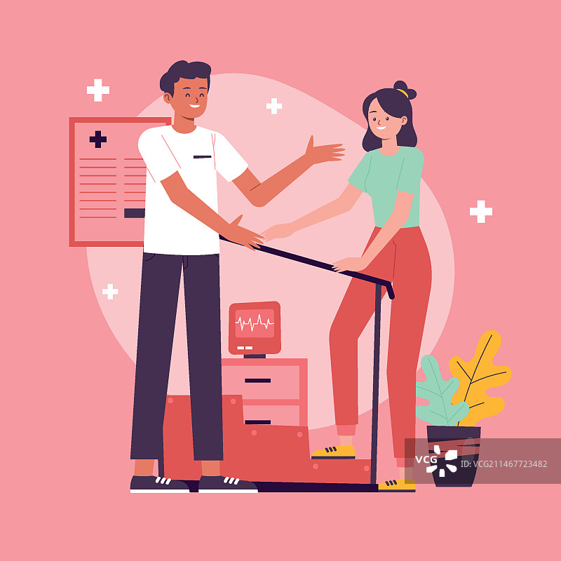 手绘扁平风职业治疗插画图片素材