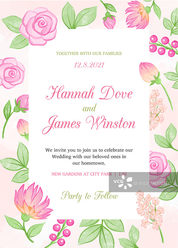 花卉婚礼邀请函模板图片素材
