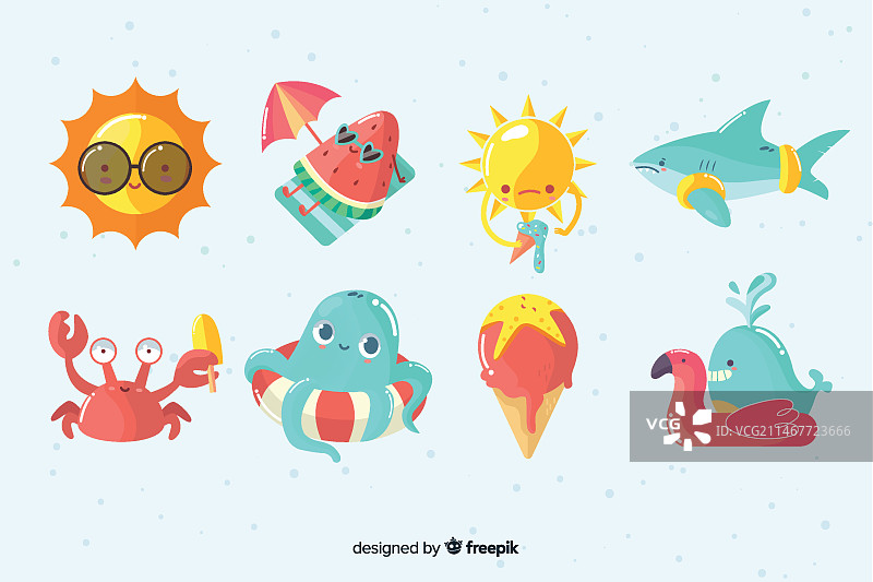 卡哇伊风格夏季角色系列图片素材