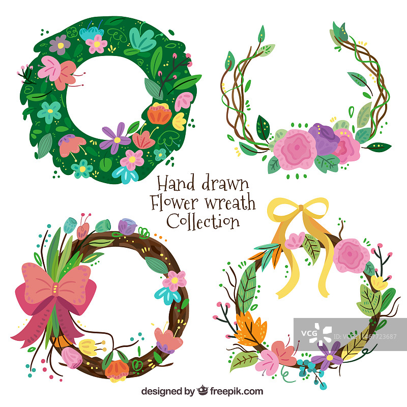 手绘花环素材图片素材