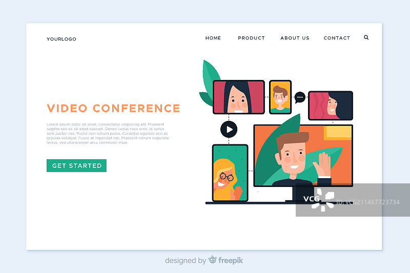 视频会议引导页模板图片素材