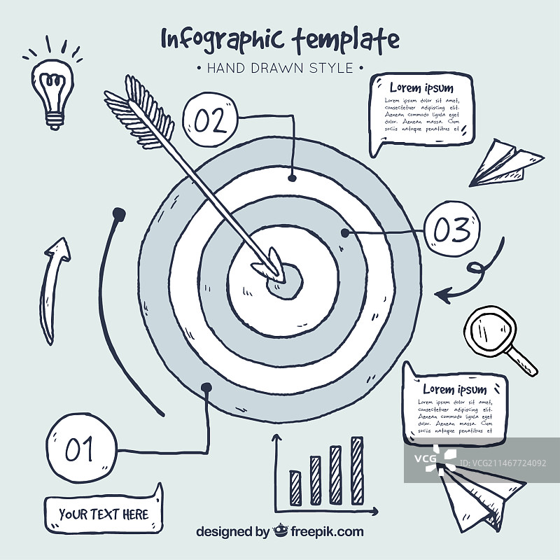 手绘飞镖靶信息图模板图片素材