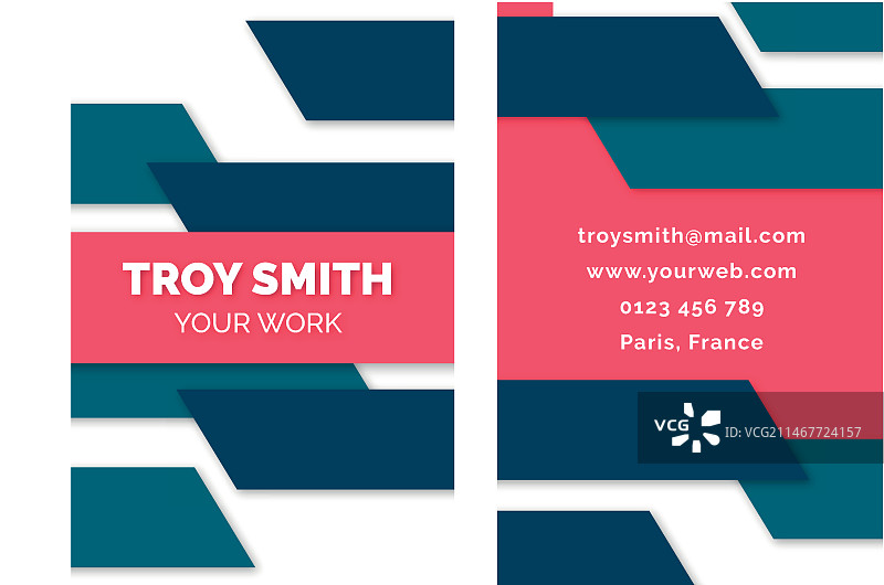 带几何线条的双面名片模板图片素材