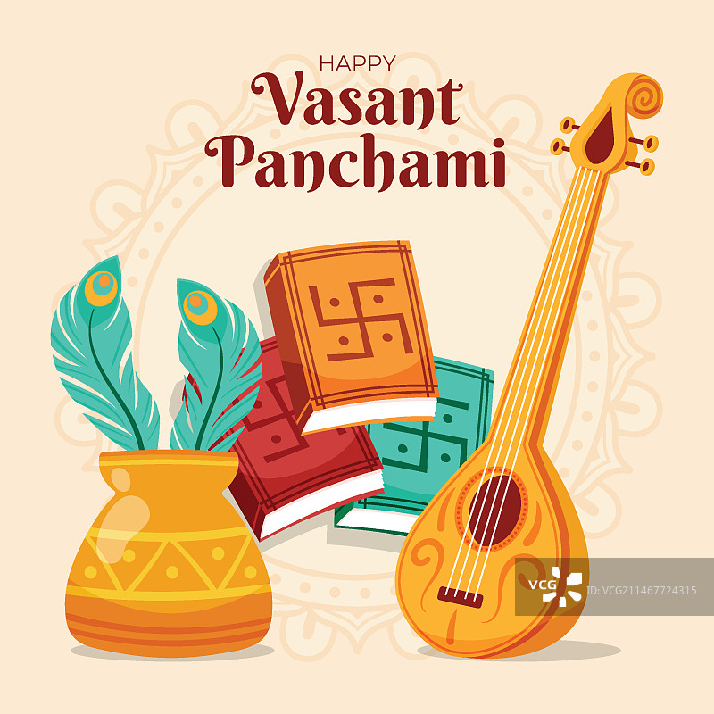 手绘瓦桑特·潘查米节图片素材