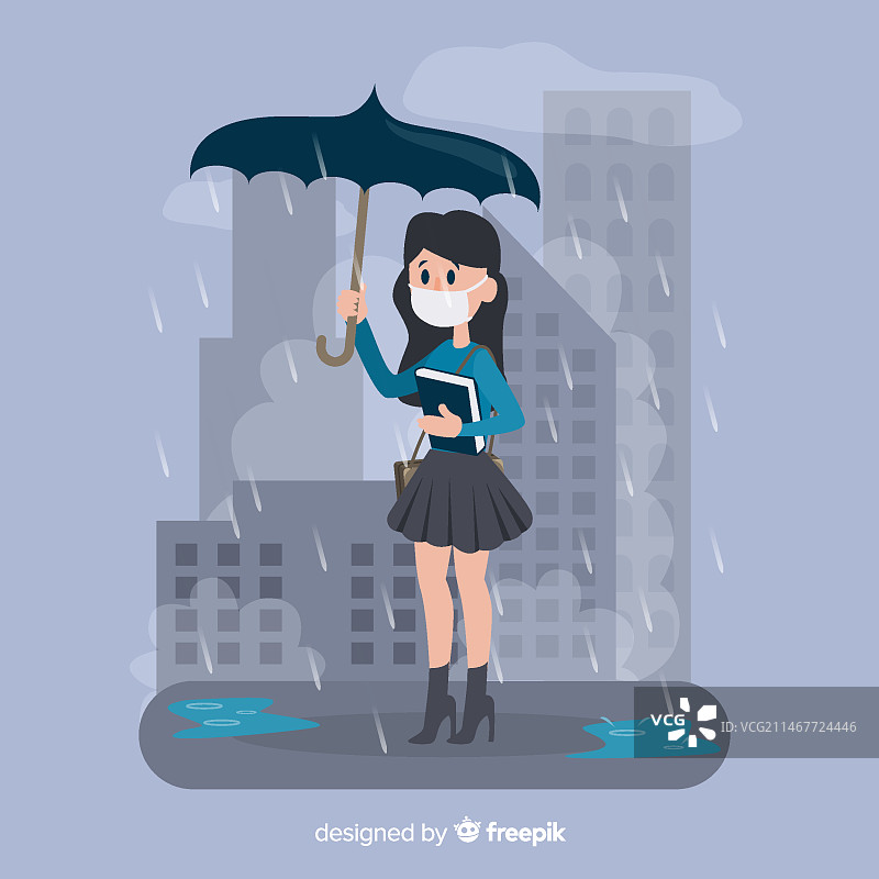 一个人生活在充满污染的城市里图片素材