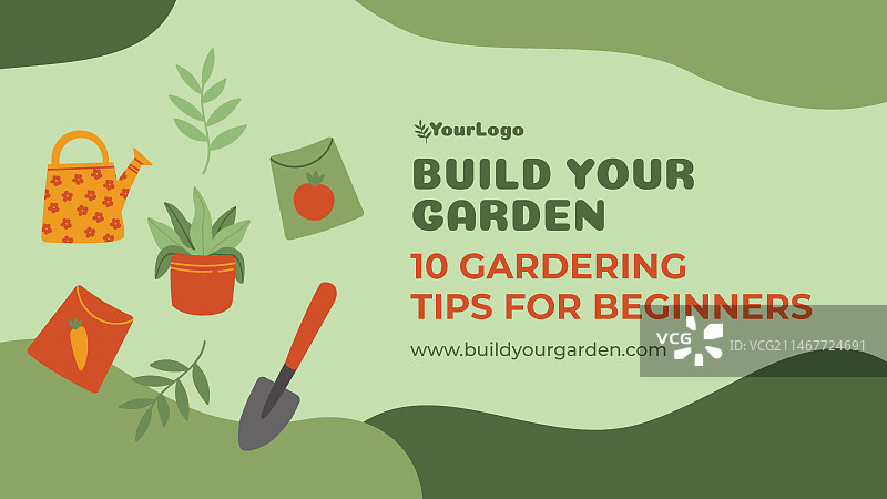 扁平风格园艺YouTube缩略图图片素材