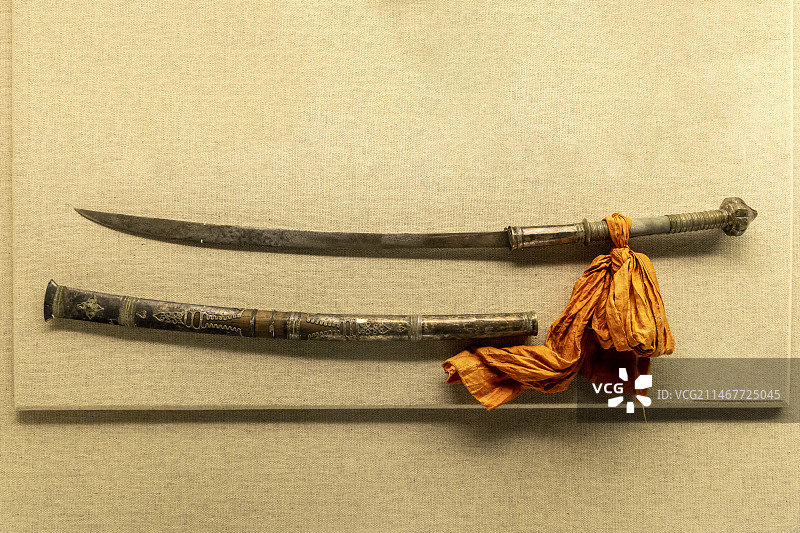 上海市博物馆少数民族工艺馆：景颇族长刀（20世纪上半叶，云南德宏）图片素材