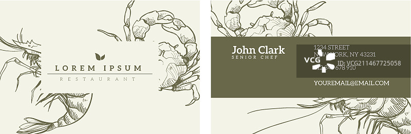 逼真手绘餐厅名片模板图片素材