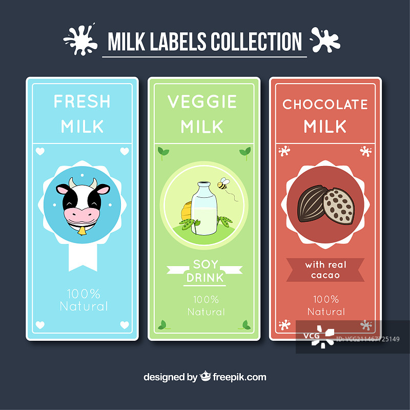 复古风格牛奶贴纸图稿合集图片素材