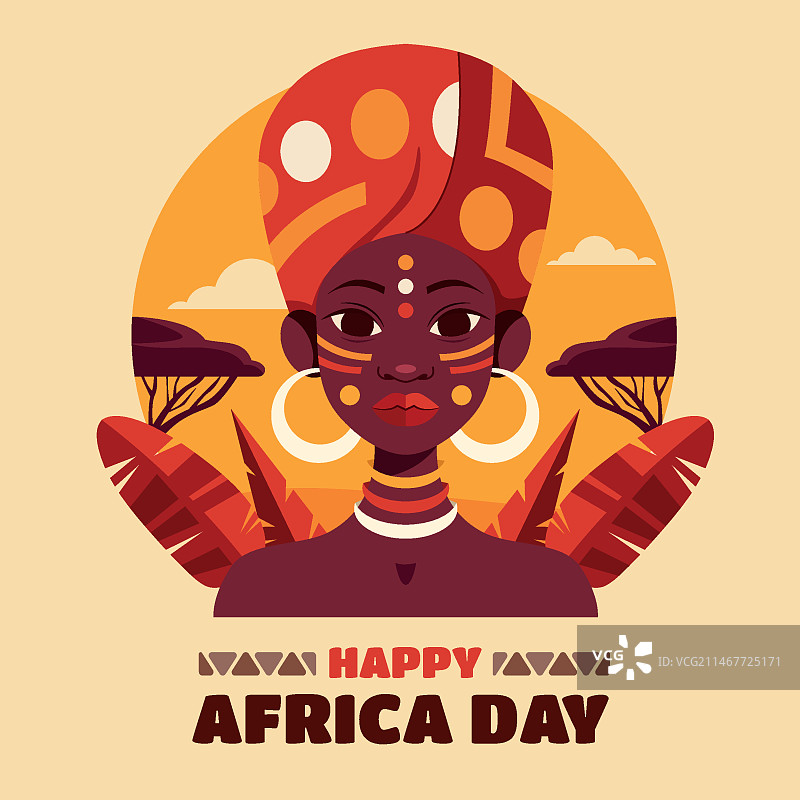 扁平风非洲日庆祝插画图片素材