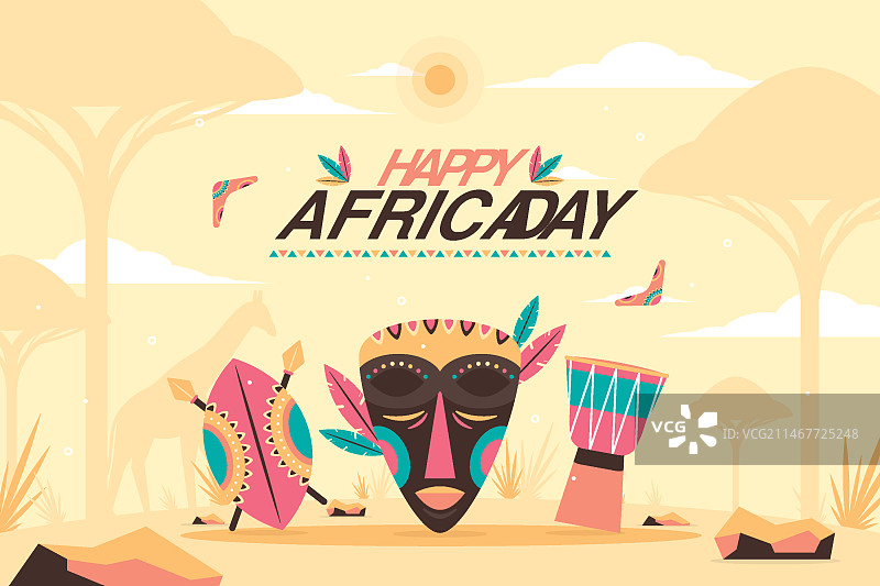 扁平风非洲日背景图片素材