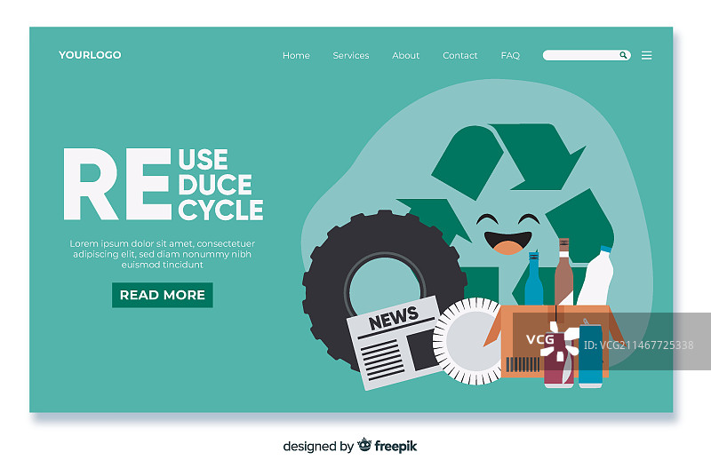 扁平风格回收主题着陆页模板图片素材