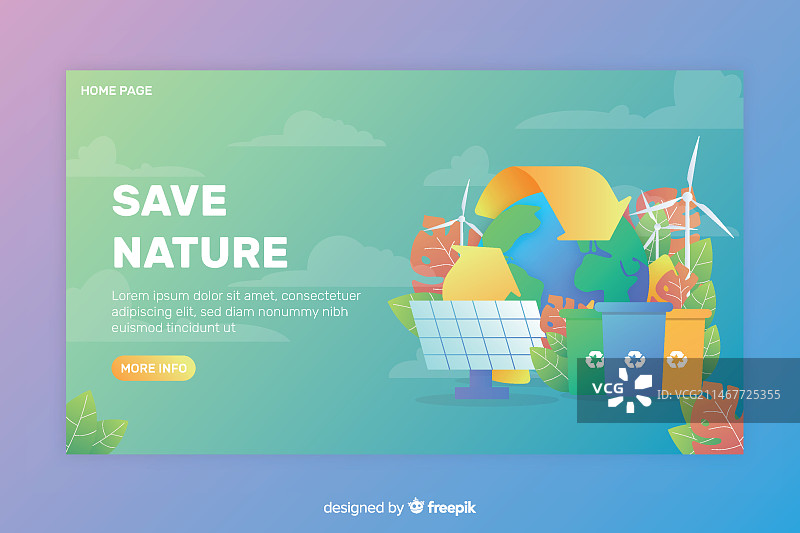 扁平风生态主题着陆页模板图片素材
