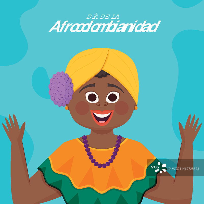 扁平风非洲裔哥伦比亚人插画图片素材