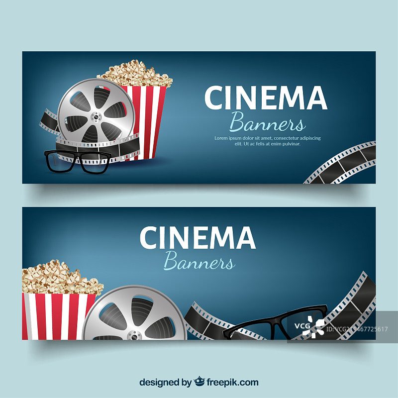 带电影元素的深蓝色banner图片素材