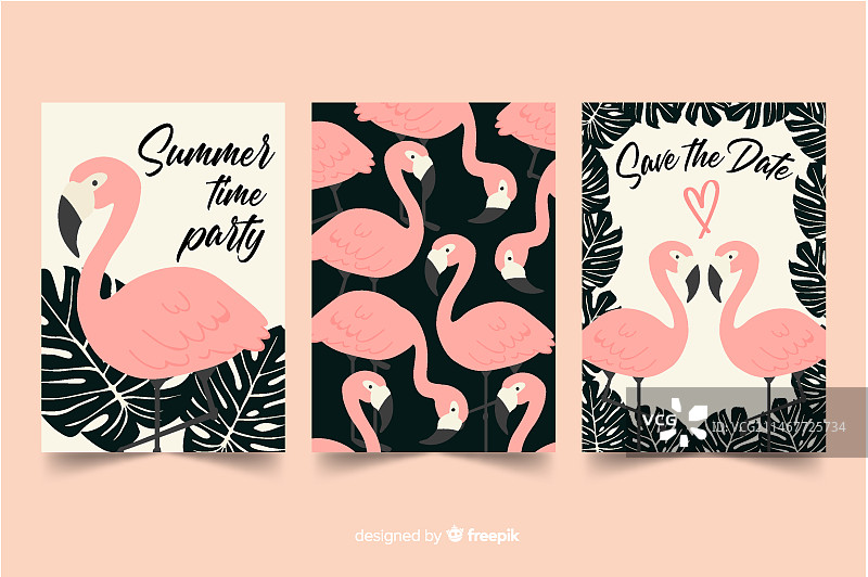 火烈鸟卡片系列扁平设计图片素材