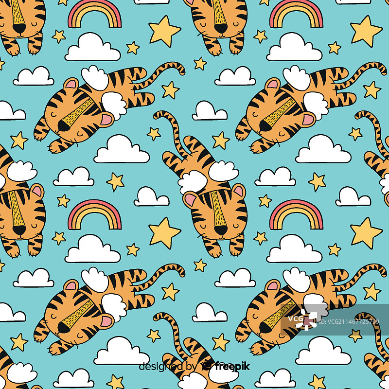 手绘老虎纹样设计图片素材