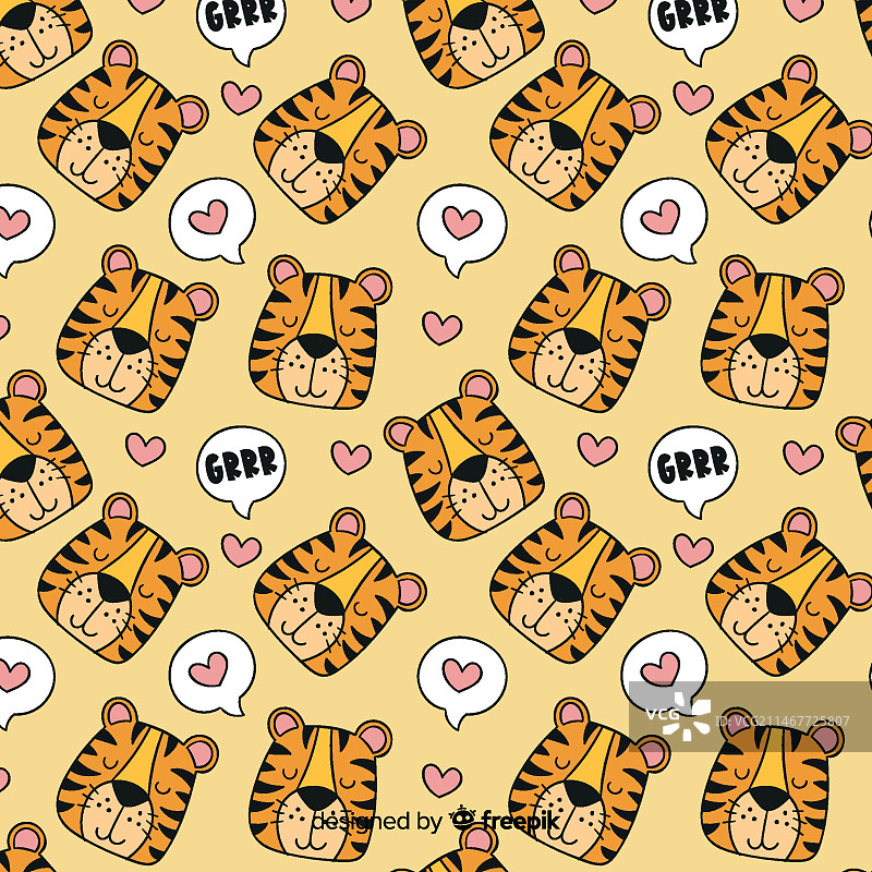 手绘老虎纹样设计图片素材