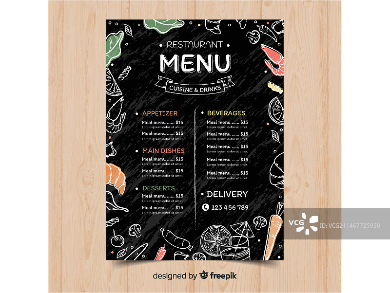 手绘餐厅菜单模板图片素材