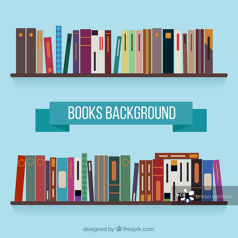 扁平风格书架背景图片素材