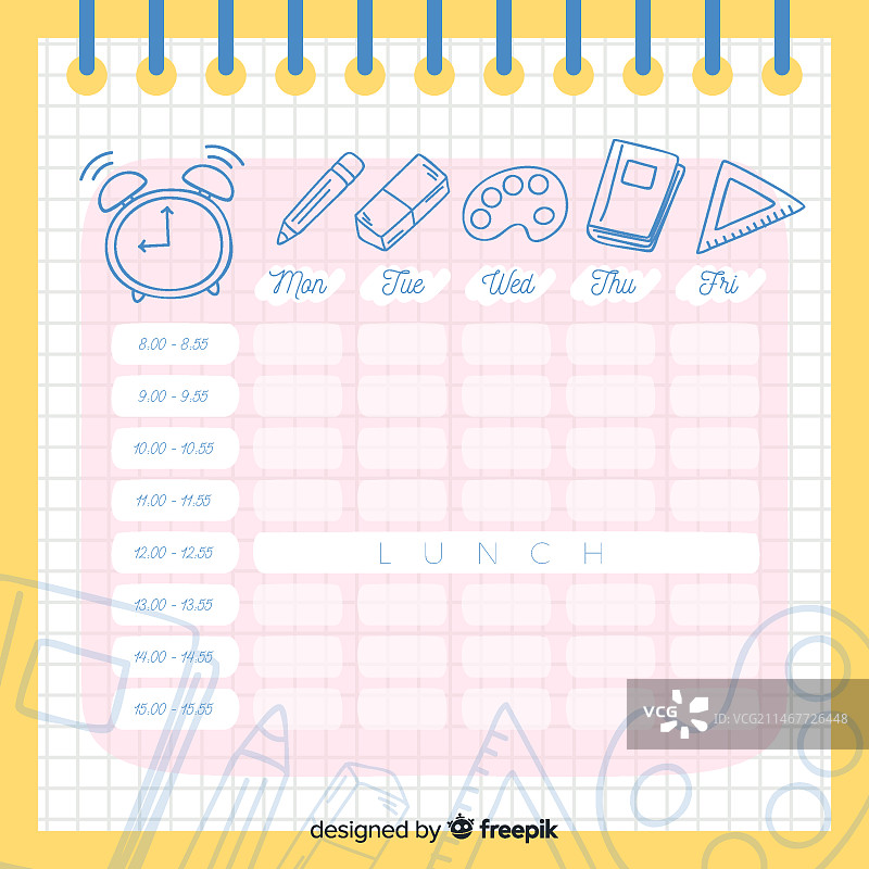 扁平风格学校课程表模板图片素材