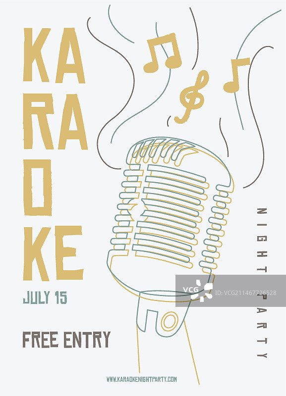 卡拉OK之夜派对宣传单模板图片素材