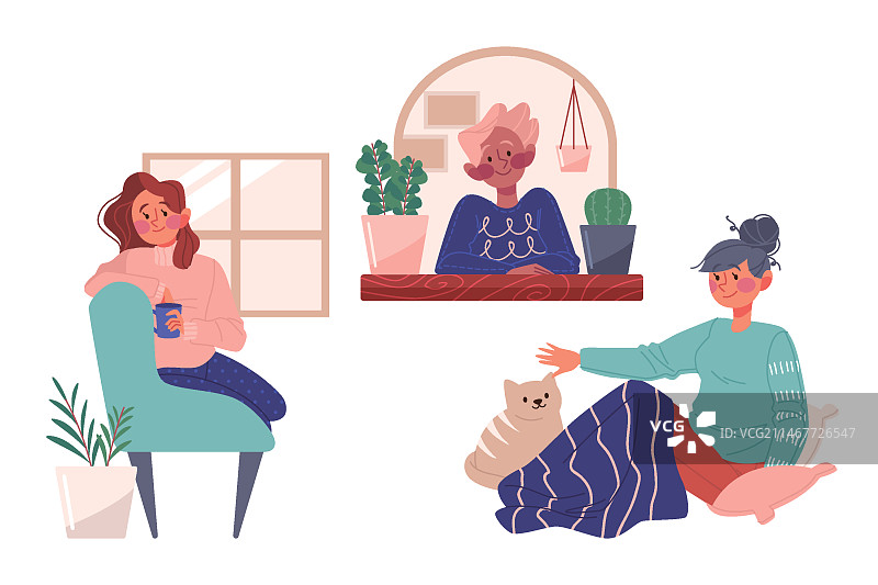 手绘Hygge生活方式场景包图片素材