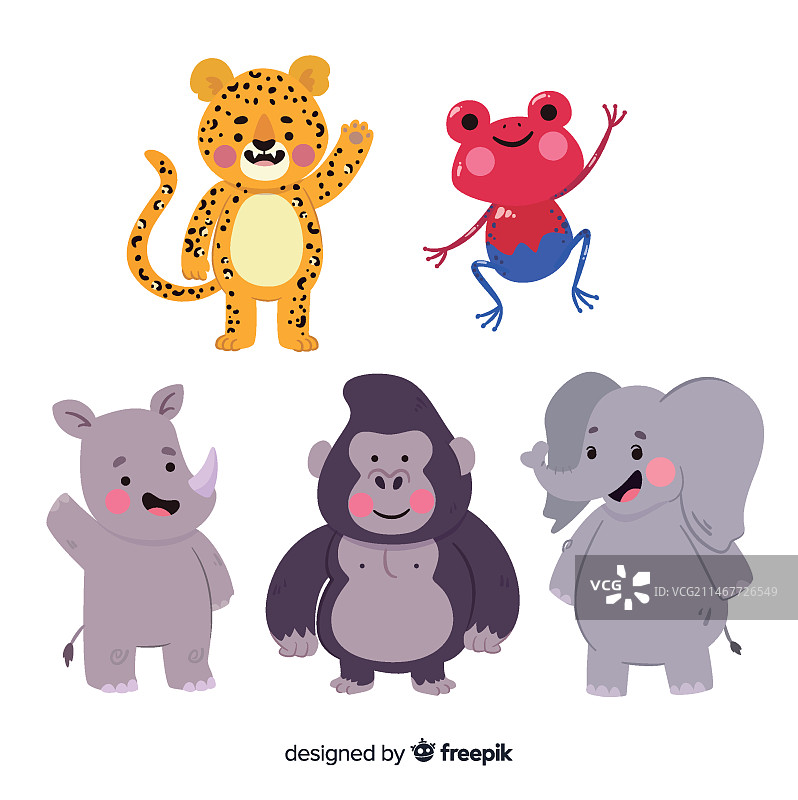 手绘异域动物合集图片素材